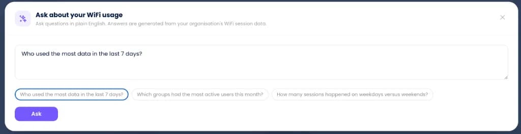 Ask about your WiFi usage in plain English